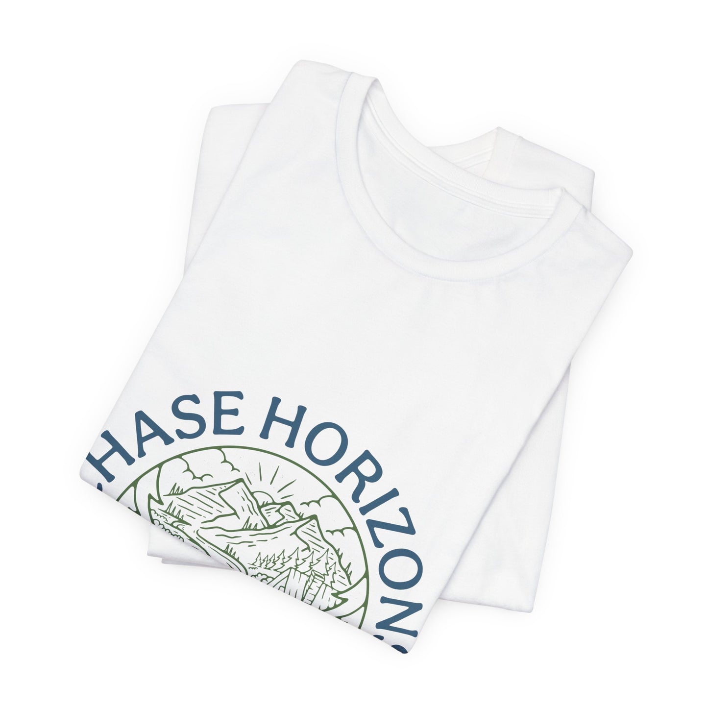 Explorer Series: Chase Horizons T-Shirt – Scenic Mountain & Camp Graphic Tee, Unisex in Multiple Colors & All Sizes